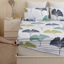 Homemonde 100% Bomull Fitted Sängkläder För Super King Size Säng, Bladtryck Allt Runt Elastisk Sängkläder 84X78 Tum