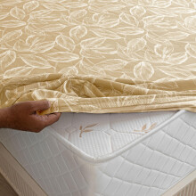 Homemonde Bomulls 210 Tc Elastiska Sänglakan Bladtryck Tyst Fitted King Size 72 X 78 Tum Med 2 Kuddöverdrag - Guld