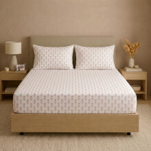 Unalome Sábana Ajustable 100% Algodón Percal para Cama Matrimonial 1.25 Pies de Profundidad