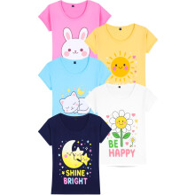 T2F Flickors Enfärgad Regular Fit T-Shirt (Gls-Tsrt-28_Multicolor 1 5-6 År)