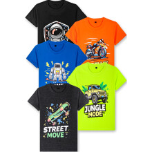 T2F Jongens Effen Regular Fit T-Shirt (Bys-Tsrt-24_Multicolor 1 11-12 Jaar)
