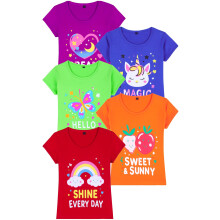 T2F Flickas Enfärgad Regular Fit T-Shirt (Gls-Tsrt-29_Multicolor 1 4-5 År)