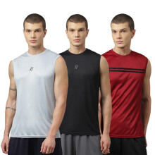 Aticx Herren Polyester Sport Ärmelloses T-Shirt Kombi-Pack 3 - Gym Vest, Workout Sando, Training Tanktop