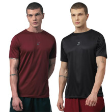Aticx Slim Fit Pacco Di 2 Magliette Sportive In Poliestere Per Uomo - Girocollo Asciugatura Rapida