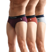 U.S. Polo Assn. Bóxers Antimicrobianos Sólidos Oeb13 - Pack De 3 (Gris Mel-Rust-Borgoña L)