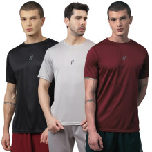 Aticx Slim Fit 3er Pack Polyester Sport T-Shirts für Männer - Rundhals Schnell trocknend Halber Ärmel