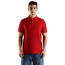 Tommy Hilfiger Solid Regular Fit Cotton Polo T-Shirt Red