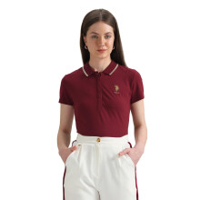 U.S. Polo Assn. Dam Tipped Collar Pique Polo Skjorta (Uwss24Pts069_Röd_S)