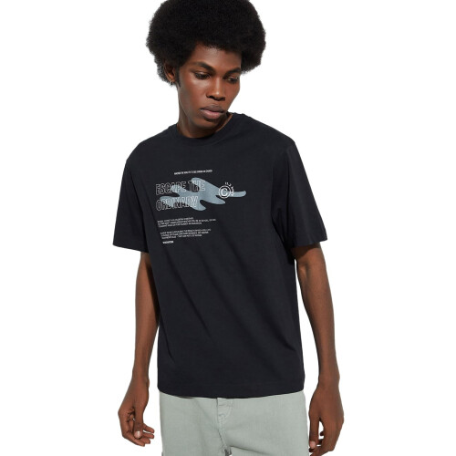 Max Men Algodón Urb_N Camiseta Gráfica Ajuste Regular (Negro_Xl)