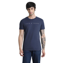 Jack & Jones Camiseta Azul de Algodón Slim Fit para Hombre