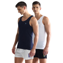 U.S. Polo Assn. Gilet Comfort Fit Cotone Oev03 - Confezione Da 2 (Blu - Bianco XL)
