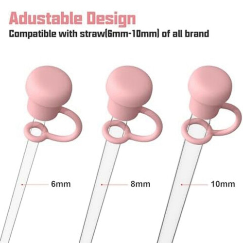 Adjustable Straw Cover Diameter 6mm-10mm,Dishwasher Safe Clear Suction Straw Dust Plug White 1