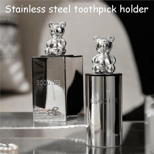 Stainless Steel Toothpick Holder - Automatic Toothpick Holders Container Push Type Toothpick Dispenser Square 1