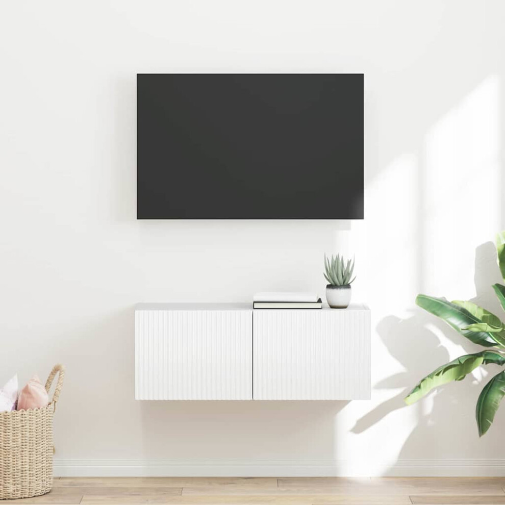 Vidaxl Tv Wall Cabinet Gloss White 78.5 X 31 X 29.5 Cm Engineered Wood
