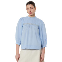 Top de Algodón con Detalles de Encaje U.S. Polo Assn. para Mujer (Uwss24Top145_Azul_M)