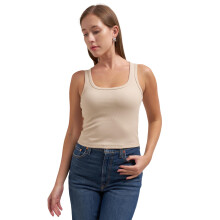 Tokyo Talkies Dam Slim Rektangulär Halsringning Ärm-lös Vanlig Top Pttp000056 Brun XL