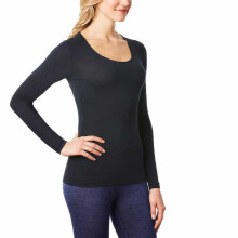 32Degrees Damers Värme Scoop Neck Termal Topp, Svart, Large