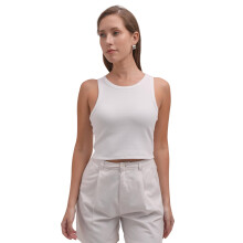 Tokyo Talkies Dam Slim Rundhals Ärmlös Regular Topp Pttp000057 Vit S