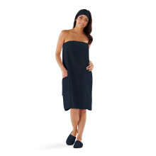 Boca Terry Bata de Spa para Mujeres - Toalla de Algodón 100% con Botones - Med/Large, XXL, 4XL, 6XL Negro