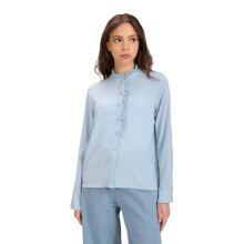 Camisa U.S. Polo Assn. Mujer Con Pliegue De Encaje Ajuste Regular (Uwaw22Regular Fit Top005_Azul_M), Mediana