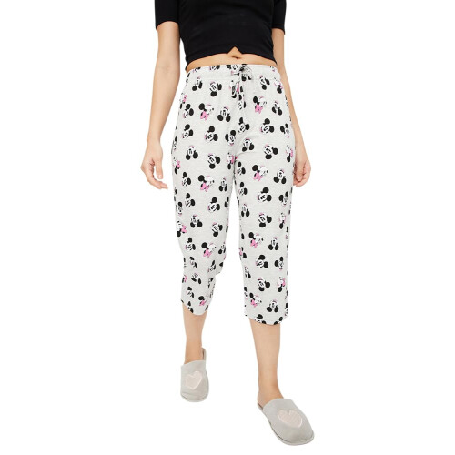 Max Kvinnor Mickey & Minnie Mus Tryck Capris Grå Melange