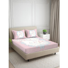 Signature Digital Print Floral King Size Bedsheet - 108 X 108 Inches | 100% Cotton-Feel Soft Fabric | Fade-Resistant Colors | 2 Matching Pillow Covers