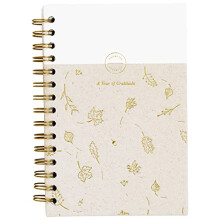 Promptly Journals, Min Tacksjournal: Ett År av Tacksamhet (Guldblad, Tan, Linne)