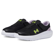Under Armour Baby Girls' Surge 4 Alternate Closure Sneakers, (001) Black/Purple Ace/High Vis Yellow, 10 Toddler