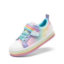 DREAM PAIRS Zapatillas para Niñas Pequeñas Arcoíris Casual para Escuela y Paseos, Arcoíris/Púrpura, 11 Niña