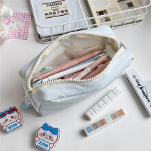 Milk Blue Large Capacity Pencil Case, Korean Style Stationery for School Kids