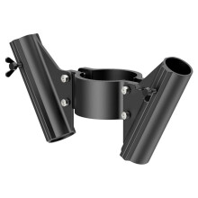 RV Dual Flag Pole Mount for 2" and 2¼" Tongue Jack, Aluminum Flagpole Holder Fit Double 1" Flag Pole Bracket
