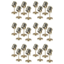 24Pcs Retro Microphone Props Model Vintage Microphone Antique Microphone Toy Microphone Stage Table Decor,Gold