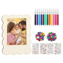 -Bilderrahmen Aus Holz mit 12 Aquarellstiften, Aufklebern, Unfertig, DIY-Fotorahmen, Kühlschrank-Fotodekoration, 10er-Pack