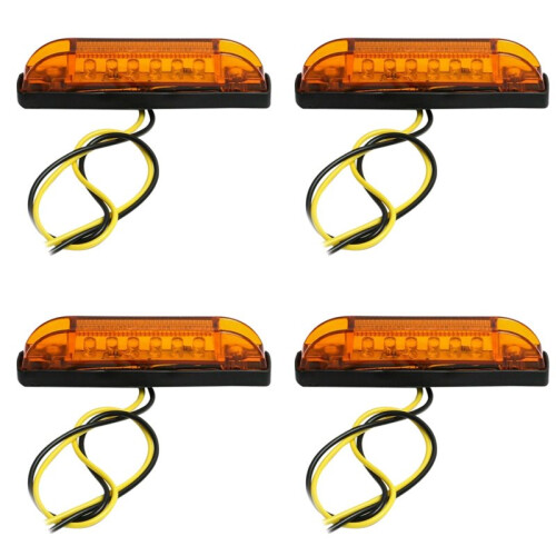 4X Luz Led Âmbar de 4 Polegadas 12v Selada para Luzes de Barra Utilitária 6led Rv  Marinho