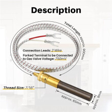 3X Gas Fryer Thermocouple, Thermopile Replacement Fryer Parts for 60125501, Gas Fryer Replacement