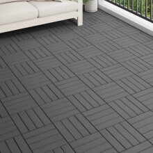 vidaXL Terrassenfliese 3D-Design 11 Stk. Schwarz 30 x 30 cm WPC