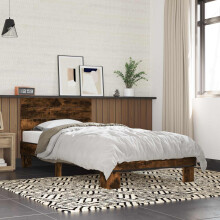 vidaXL Bed Frame with Headboard Smoked Oak 80 x 200 cm Engineered Wood