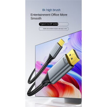USB-C to 1.4 Cable 8K@60Hz 4K@240Hz Type-C to DP One-Way Transmission Audio Cable for Offices Laptops 1.8m