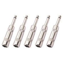 5PCS Plated 6.35mm Mono Jack Plug Audio Connector Solder Cable DIY Audio Adapter 6.3mm Male Plug for Guitar A