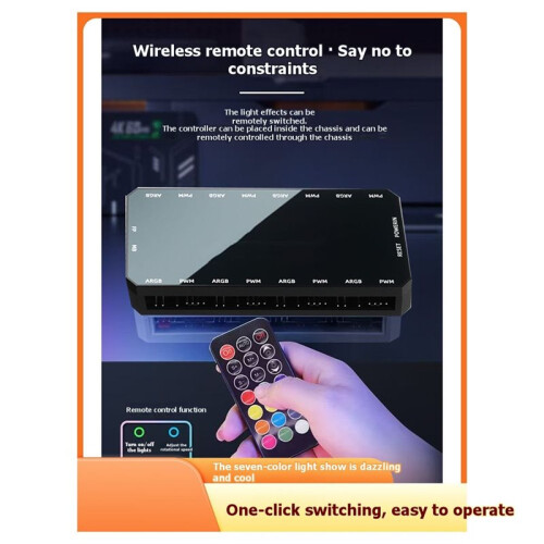 ARGB Controller 8-Port PWM Fan HUB RGB Synchronized Remote Control Temperature Control Computer Case Cooling Effects 2