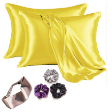 Armoxa Satin Seidenkissenbezug Für Haare Und Haut 2 Stück Mit 3 Satin Seidenscrunchies|1 Seidenhaarbänder Gratis|Seidenkissenbezüge