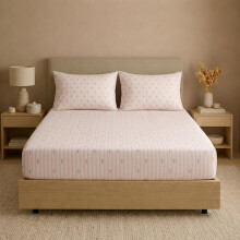 Unalome Sábana Ajustable 100% Algodón Percal Para Cama Queen 1.25 Pies Profundo, 1 Sábana Ajustable (5 Pies X 6.6 Pies) + 2 Fundas De Almohada