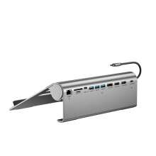 11 in 1 Type C Docking Station met Laptopstand, USB C Hub met 4K@60Hz -Compatibel, voor Ethernetpoort, PD 3.0 USB A