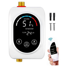 Chauffe-Eau Électrique Sans Réservoir, 3800W Sous Évier, Chauffe-Eau Instantané à la Demande, pour Cuisine, Salle de Bain, Camping-Car, Prise EU