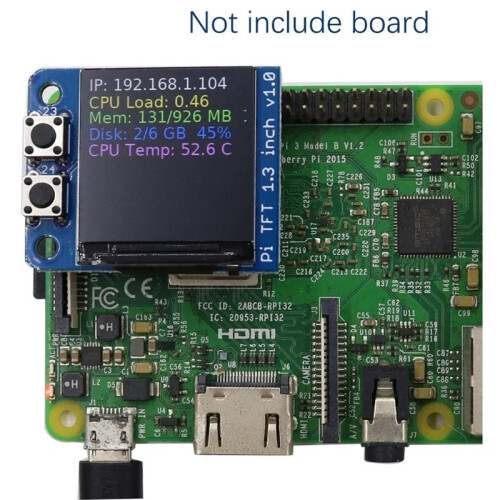 2PCS  PiTFT 1.3" Display Module 240x240 Pixel IPS 1.3-Inch Display Full Colors TFT Add- Screen for Raspberry Pi 2