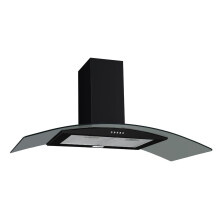 electriQ 100cm Curved Glass Chimney Cooker Hood - Black EIQCURV100ENBL
