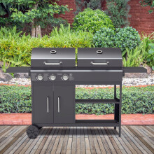 Boss Grill Georgia Dual Fuel - 3 Burner Gas & Charcoal BBQ Grill - Bla IQENDFBBQ