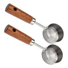 Pelle à Café en Acier Inoxydable pour Café Moulu, Cuillère à Mesurer le Café de 15 Ml avec Cuillères à Café à Manche en Bois-B