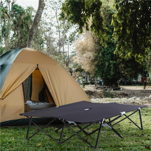Double Camping Cot Bed, with Bag - Black 1