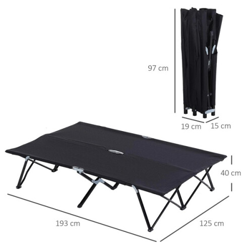 Double Camping Cot Bed, with Bag - Black 2